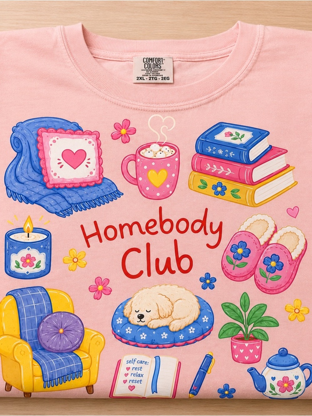 Comfort Colors Pink 'Homebody Club' Cozy Graphic Tee